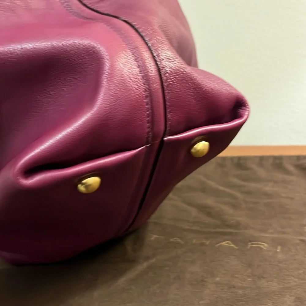 Elie Tahari NWT Leather and Brass Hobo Bag in Auburgine/Eggplant Color